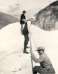 Conan Doyle climbing a mountain